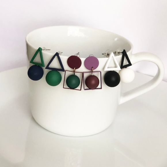 3/$15 Geometric Earrings (green/burgundy) - Picture 3 of 4